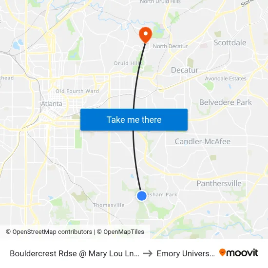 Bouldercrest Rdse @ Mary Lou Ln SE to Emory University map