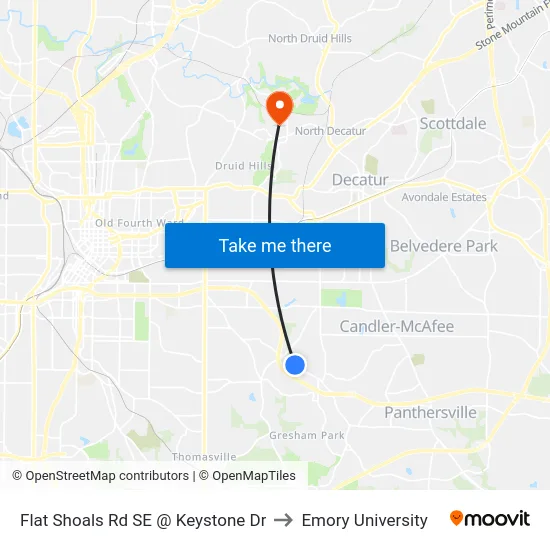 Flat Shoals Rd SE @ Keystone Dr to Emory University map