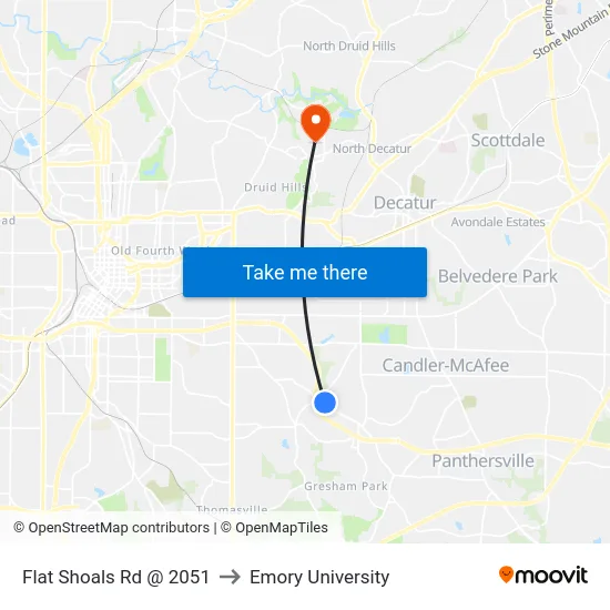 Flat Shoals Rd @ 2051 to Emory University map