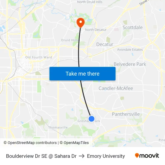 Boulderview Dr SE @ Sahara Dr to Emory University map