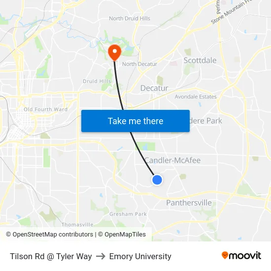 Tilson Rd @ Tyler Way to Emory University map