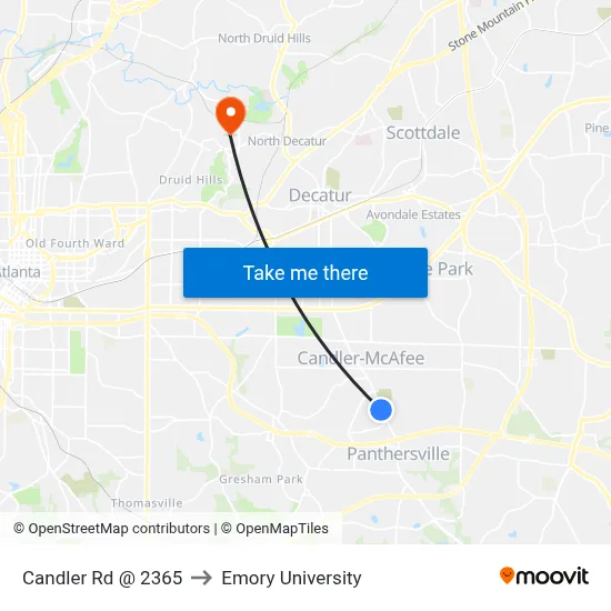 Candler Rd @ 2365 to Emory University map