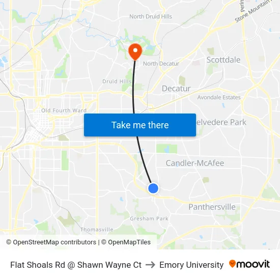 Flat Shoals Rd @ Shawn Wayne Ct to Emory University map