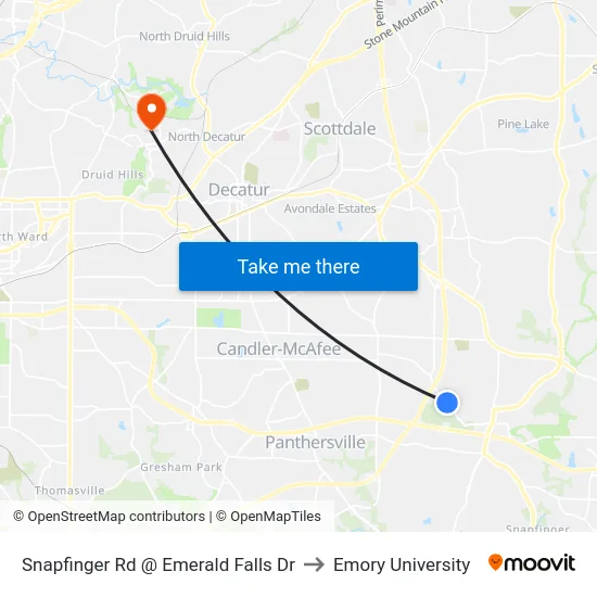 Snapfinger Rd @ Emerald Falls Dr to Emory University map
