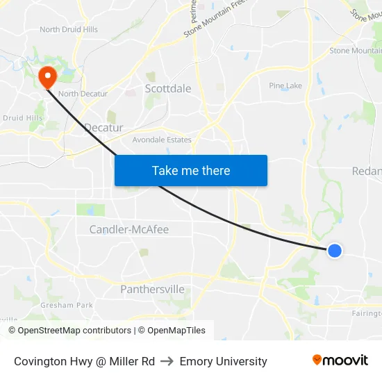 Covington Hwy @ Miller Rd to Emory University map