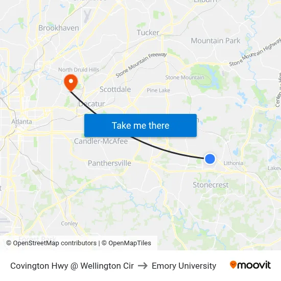 Covington Hwy @ Wellington Cir to Emory University map
