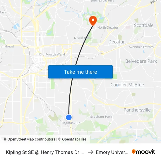 Kipling St SE @ Henry Thomas Dr SE (E) to Emory University map