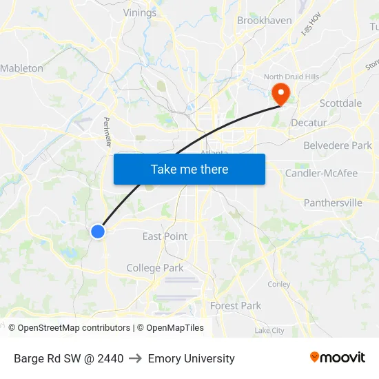 Barge Rd SW @ 2440 to Emory University map