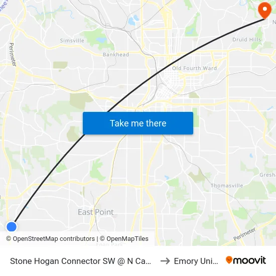 Stone Hogan Connector SW @ N Camp Creek Pkwy to Emory University map