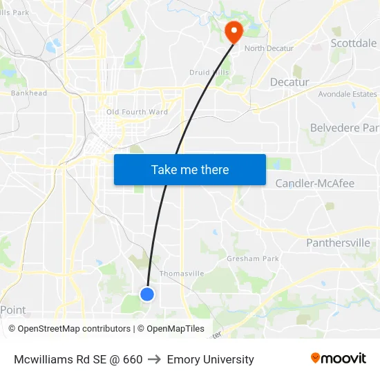 Mcwilliams Rd SE @ 660 to Emory University map