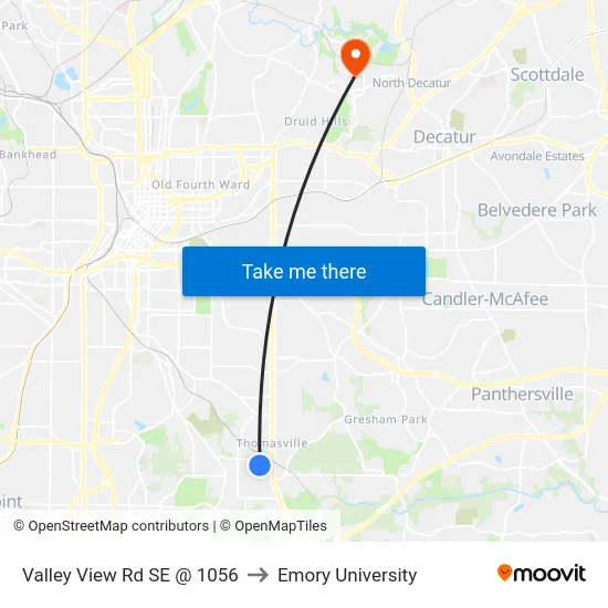 Valley View Rd SE @ 1056 to Emory University map
