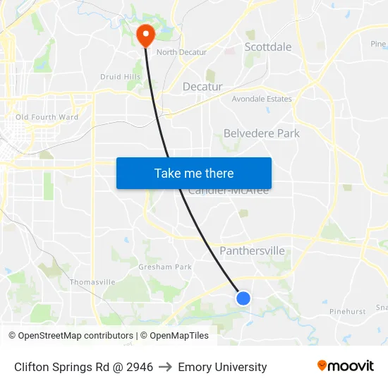 Clifton Springs Rd @ 2946 to Emory University map