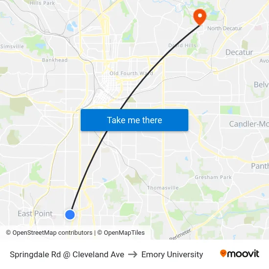 Springdale Rd @ Cleveland Ave to Emory University map