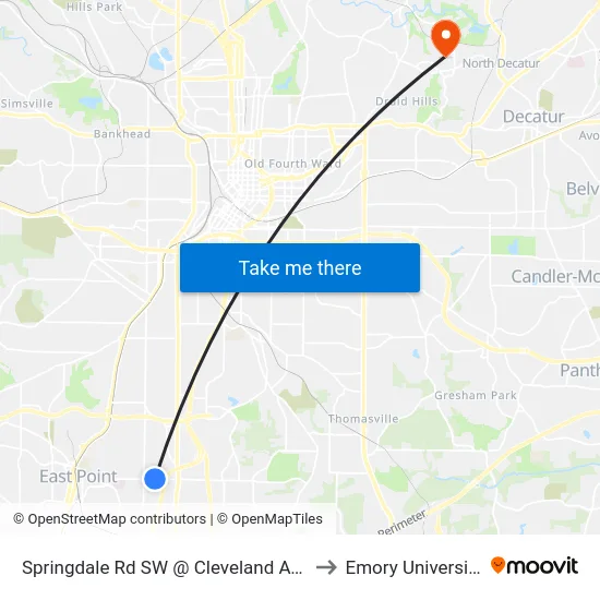 Springdale Rd SW @ Cleveland Ave to Emory University map