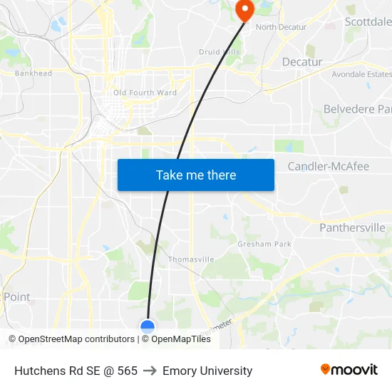 Hutchens Rd SE @ 565 to Emory University map