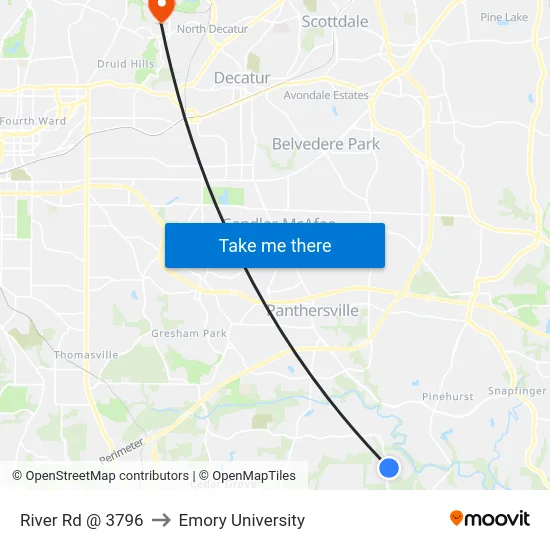 River Rd @ 3796 to Emory University map
