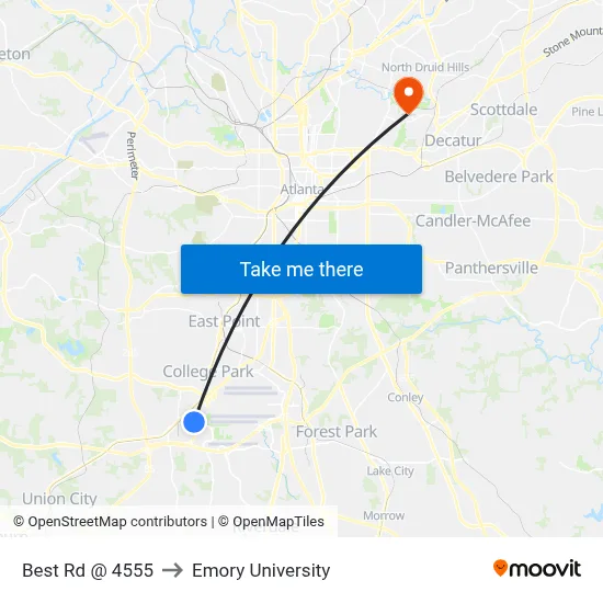 Best Rd @ 4555 to Emory University map