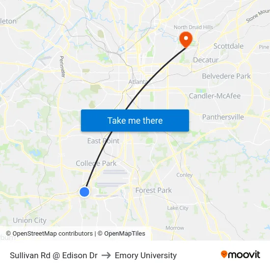 Sullivan Rd @ Edison Dr to Emory University map
