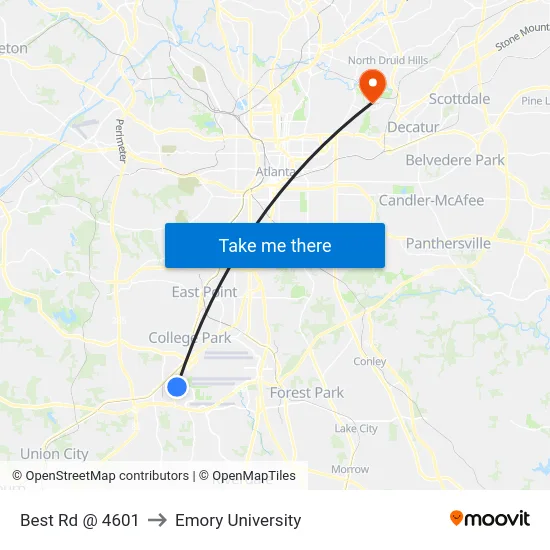 Best Rd @ 4601 to Emory University map