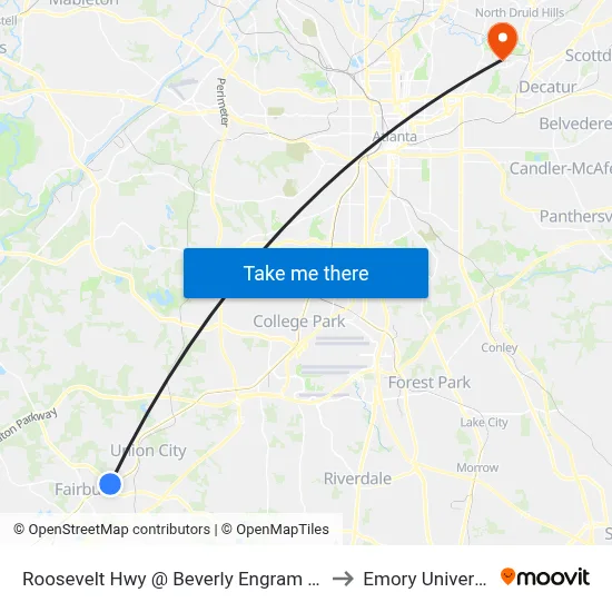 Roosevelt Hwy @ Beverly Engram Pkwy to Emory University map