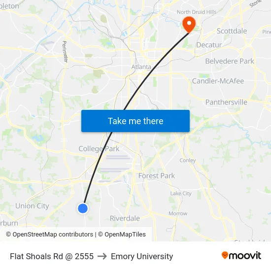 Flat Shoals Rd @ 2555 to Emory University map