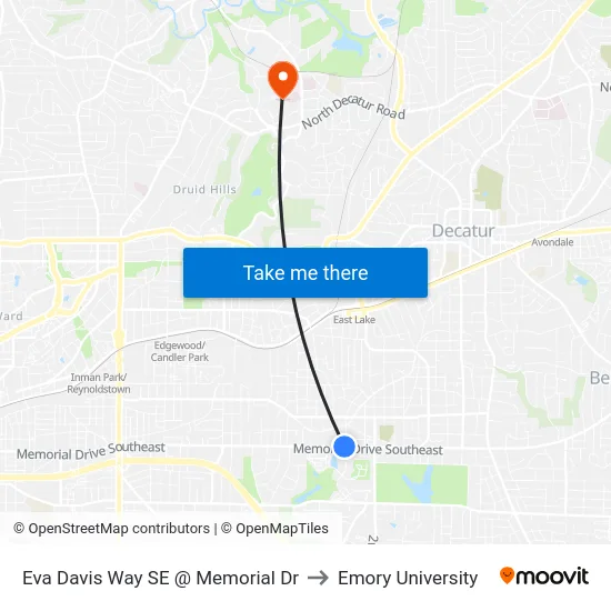 Eva Davis Way SE @ Memorial Dr to Emory University map