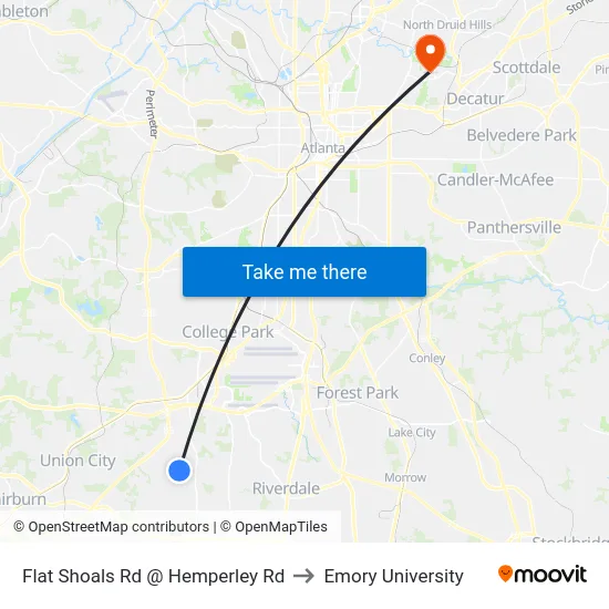 Flat Shoals Rd @ Hemperley Rd to Emory University map