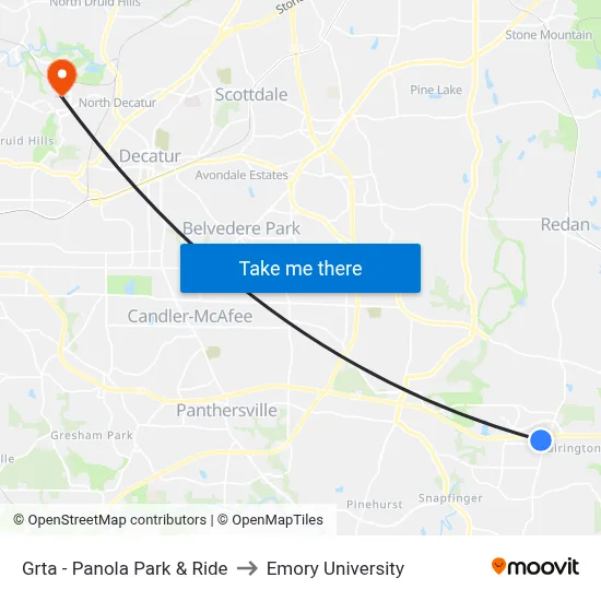 Grta - Panola Park & Ride to Emory University map