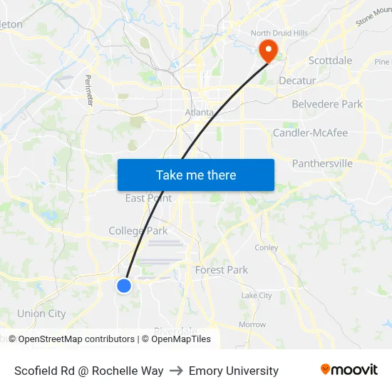 Scofield Rd @ Rochelle Way to Emory University map