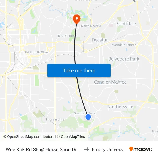 Wee Kirk Rd SE @ Horse Shoe Dr SE to Emory University map