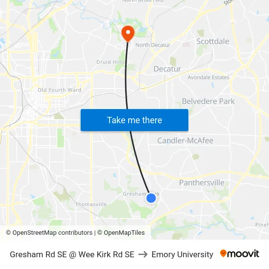 Gresham Rd SE @ Wee Kirk Rd SE to Emory University map