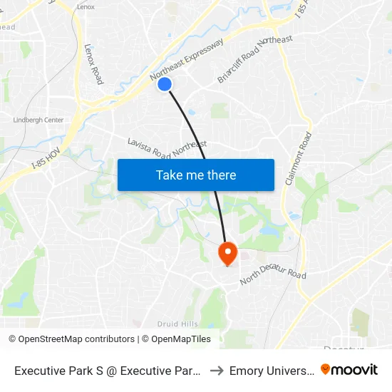 Executive Park S @ Executive Park Dr to Emory University map