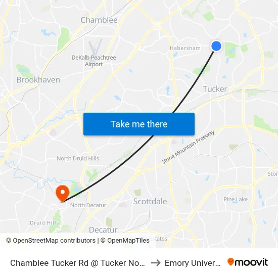 Chamblee Tucker Rd @ Tucker Norcros to Emory University map