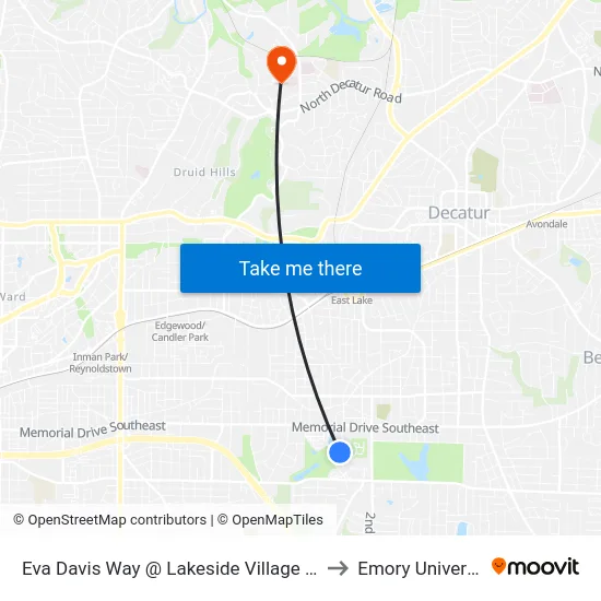 Eva Davis Way @ Lakeside Village Dr SE to Emory University map