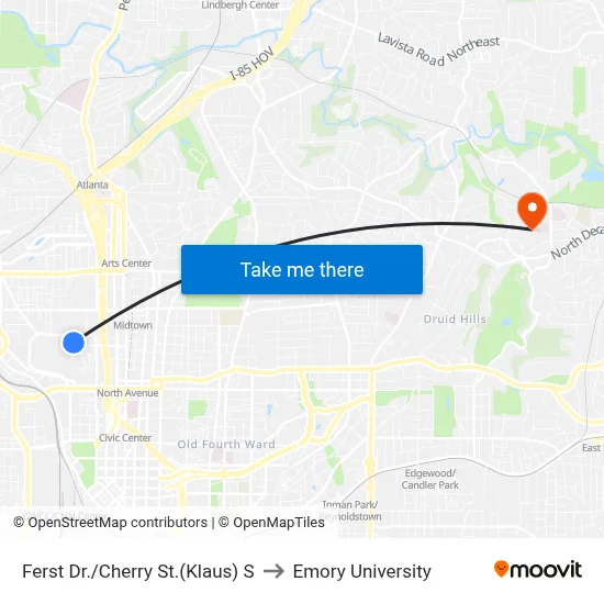 Ferst Dr./Cherry St.(Klaus) S to Emory University map
