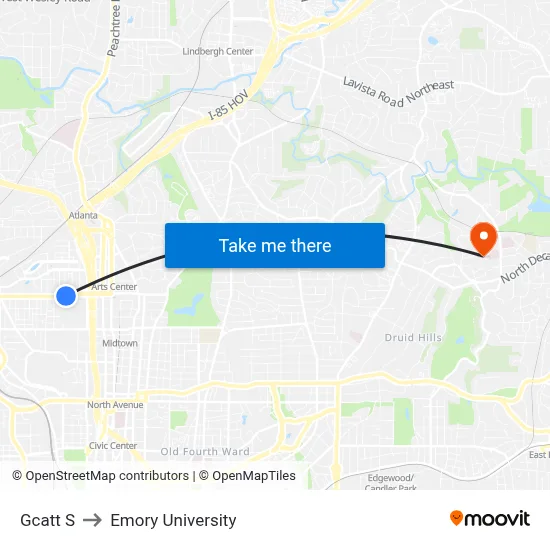 Gcatt S to Emory University map