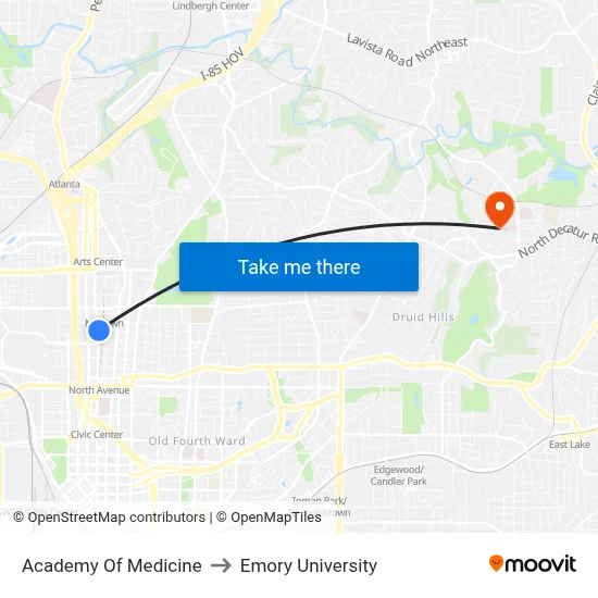 Academy Of Medicine to Emory University map