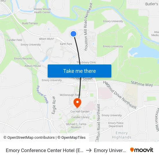 Emory Conference Center Hotel (Ecch) to Emory University map