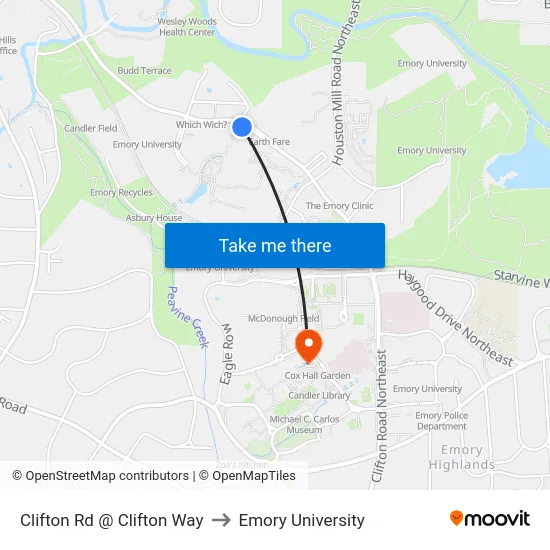 Clifton Rd @ Clifton Way to Emory University map