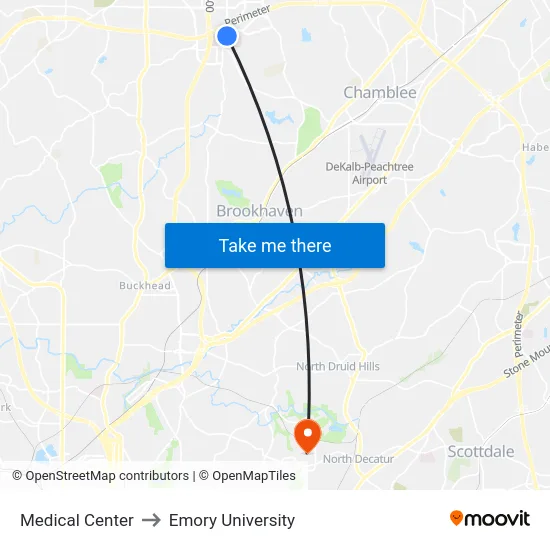 Medical Center to Emory University map