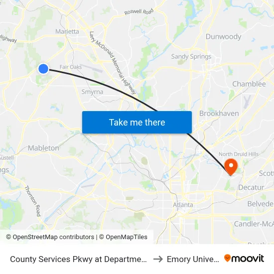 County Services Pkwy at Department Of Mo to Emory University map