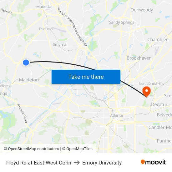 Floyd Rd at East-West Conn to Emory University map