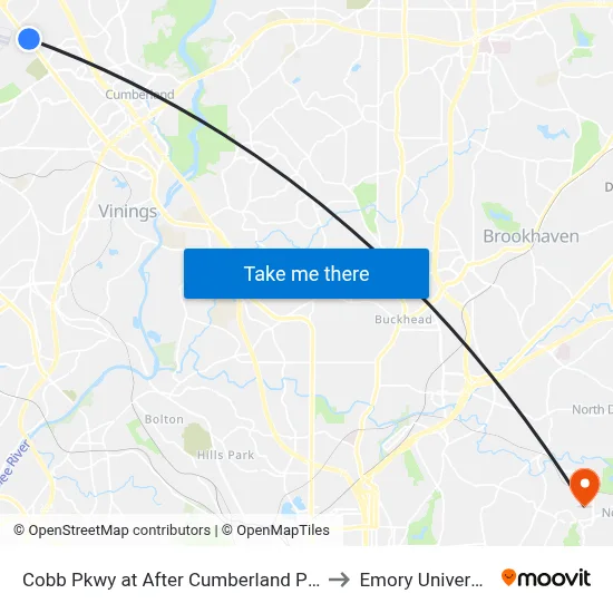 Cobb Pkwy at After Cumberland Pt Dr to Emory University map
