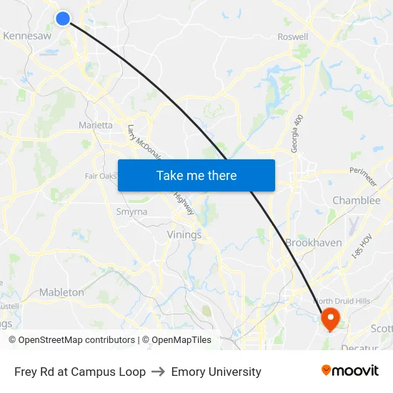 Frey Rd at Campus Loop to Emory University map