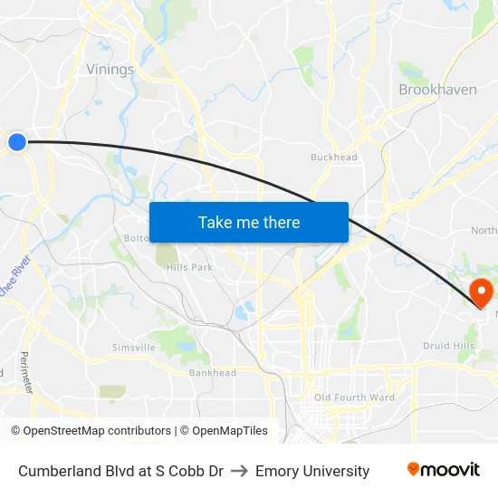 Cumberland Blvd at S Cobb Dr to Emory University map