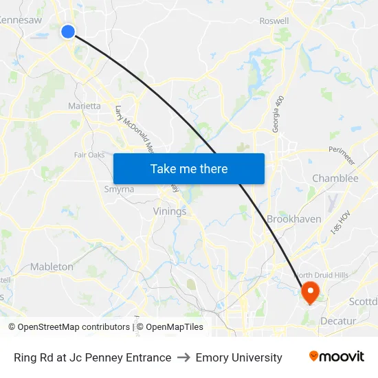 Ring Rd at Jc Penney Entrance to Emory University map