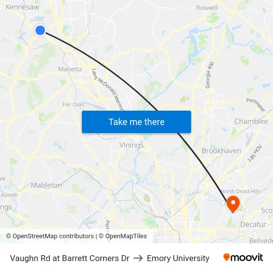 Vaughn Rd at Barrett Corners Dr to Emory University map