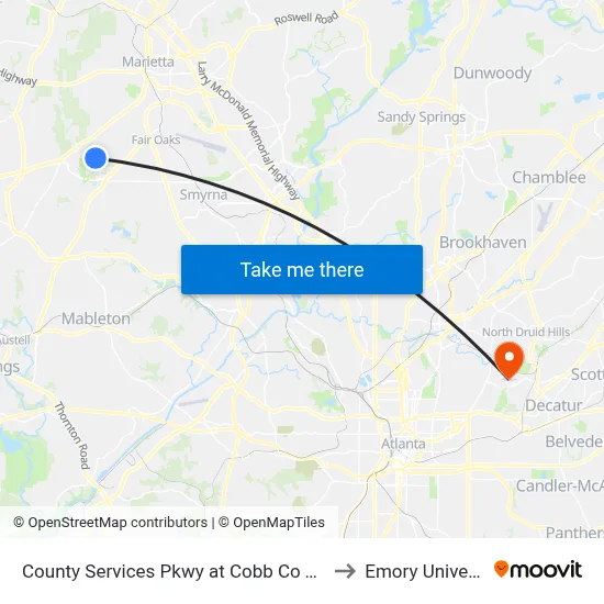 County Services Pkwy at Cobb Co Trash Tr to Emory University map