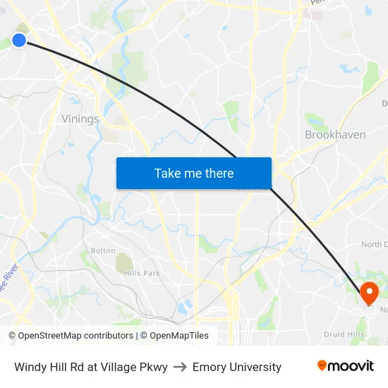 Windy Hill Rd at Village Pkwy to Emory University map