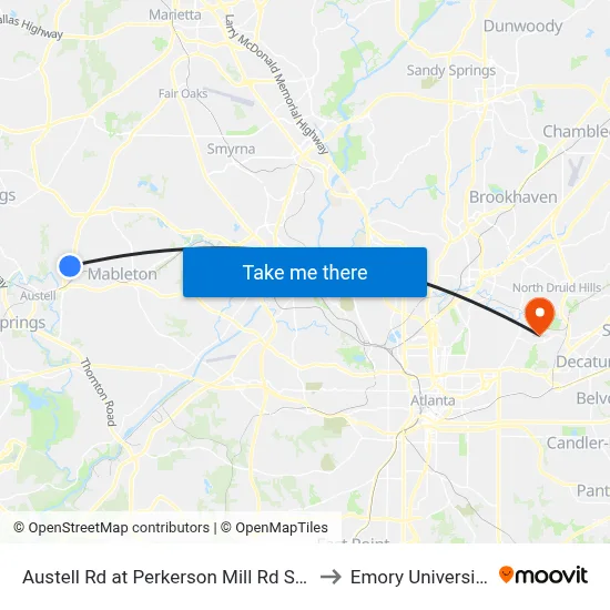 Austell Rd at Perkerson Mill Rd SW to Emory University map